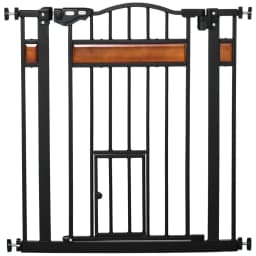image-Dog Gate Pet Safety Gate Cat Door Auto Close Pine Decor 74-80 cm Wide Pawhut