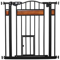 image-Dog Gate Pet Safety Gate Cat Door Auto Close Pine Decor 74-80 cm Wide Pawhut