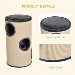 image-Cat Scratching Barrel Sisal Activity Center 3 Dens Observation Deck 70H Pawhut