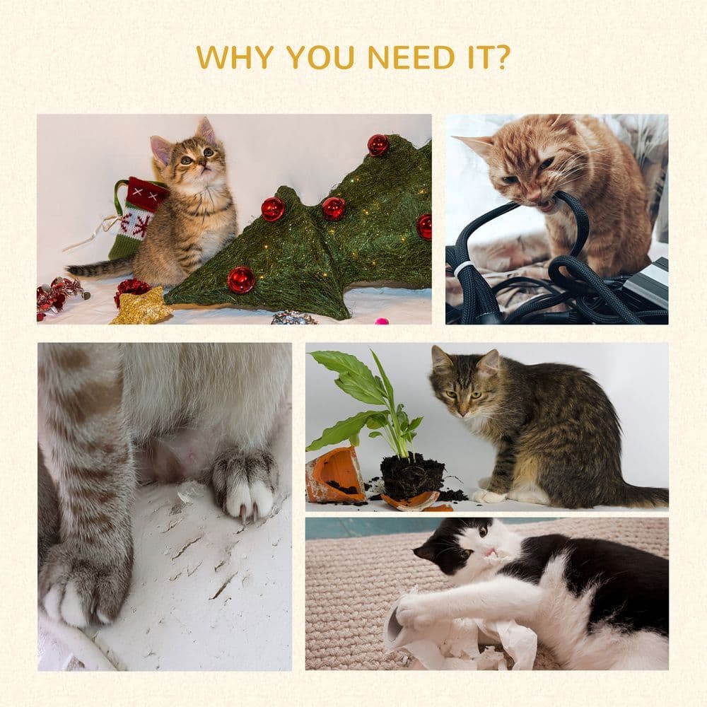 image-Cat Scratching Barrel Sisal Activity Center 3 Dens Observation Deck 70H Pawhut