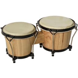 image-Wooden Bongo Drum Set w/ Sheepskin Drum Head 7.75" & 7" Tuning Wrench HOMCOM