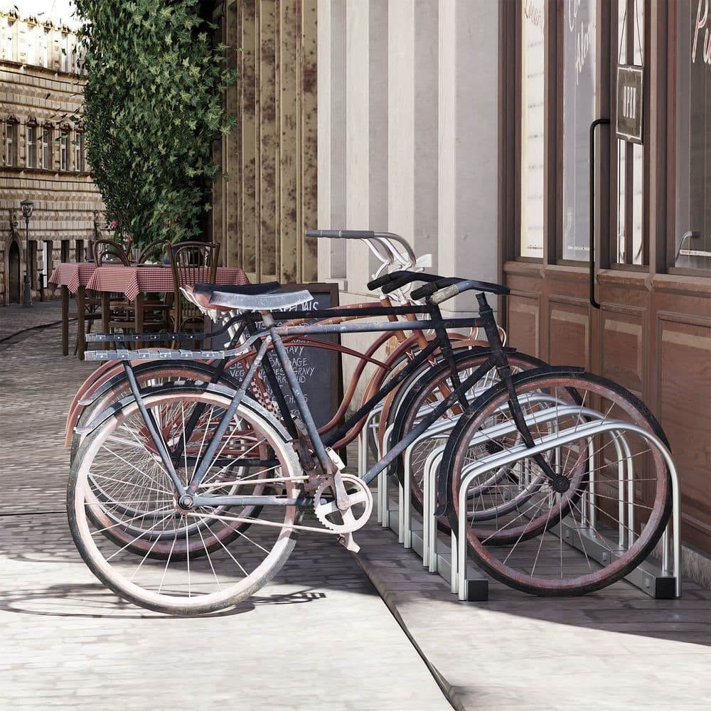 image-5 Bike Parking Rack Locking Storage Stand Holder Floor Wall Mount HOMCOM