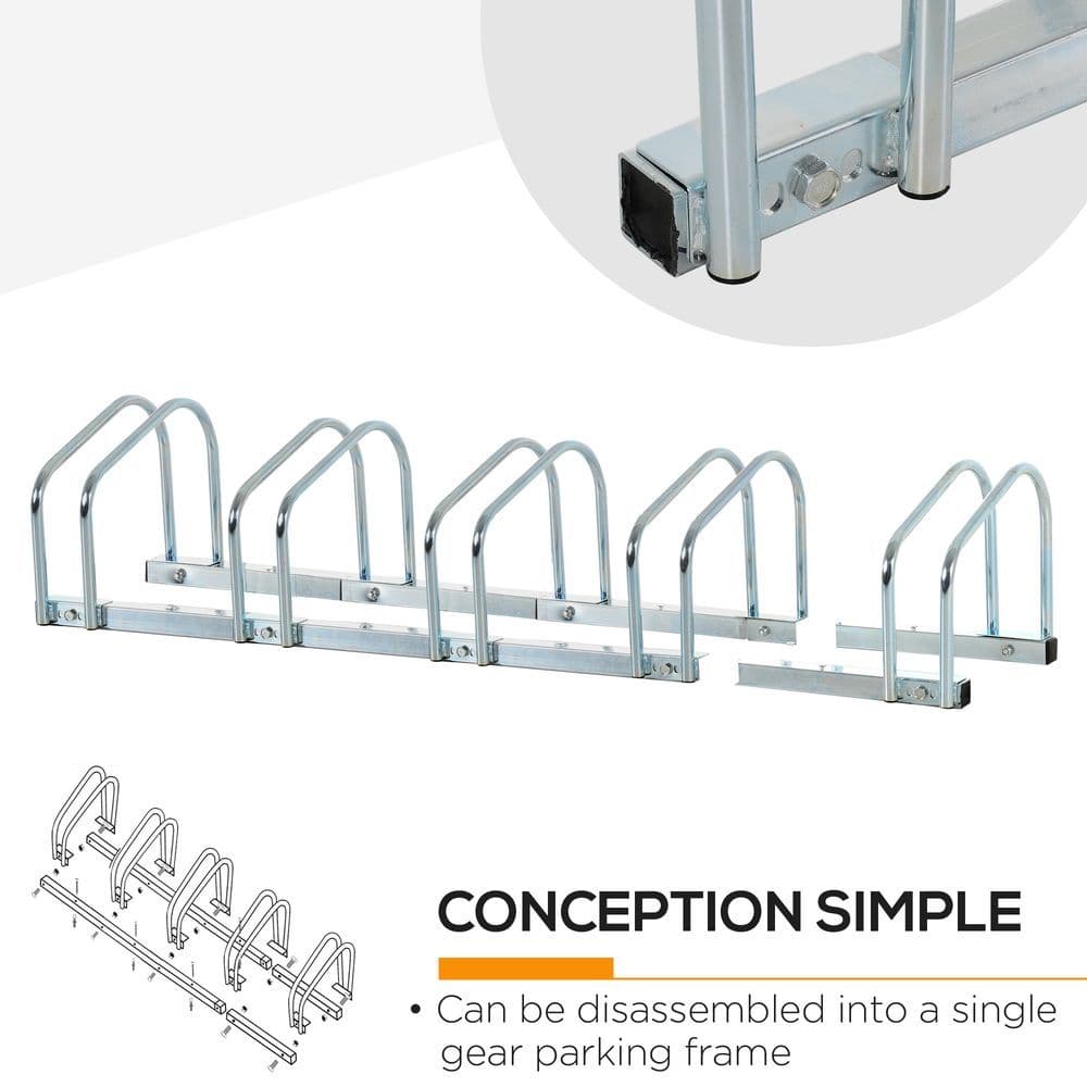 image-5 Bike Parking Rack Locking Storage Stand Holder Floor Wall Mount HOMCOM