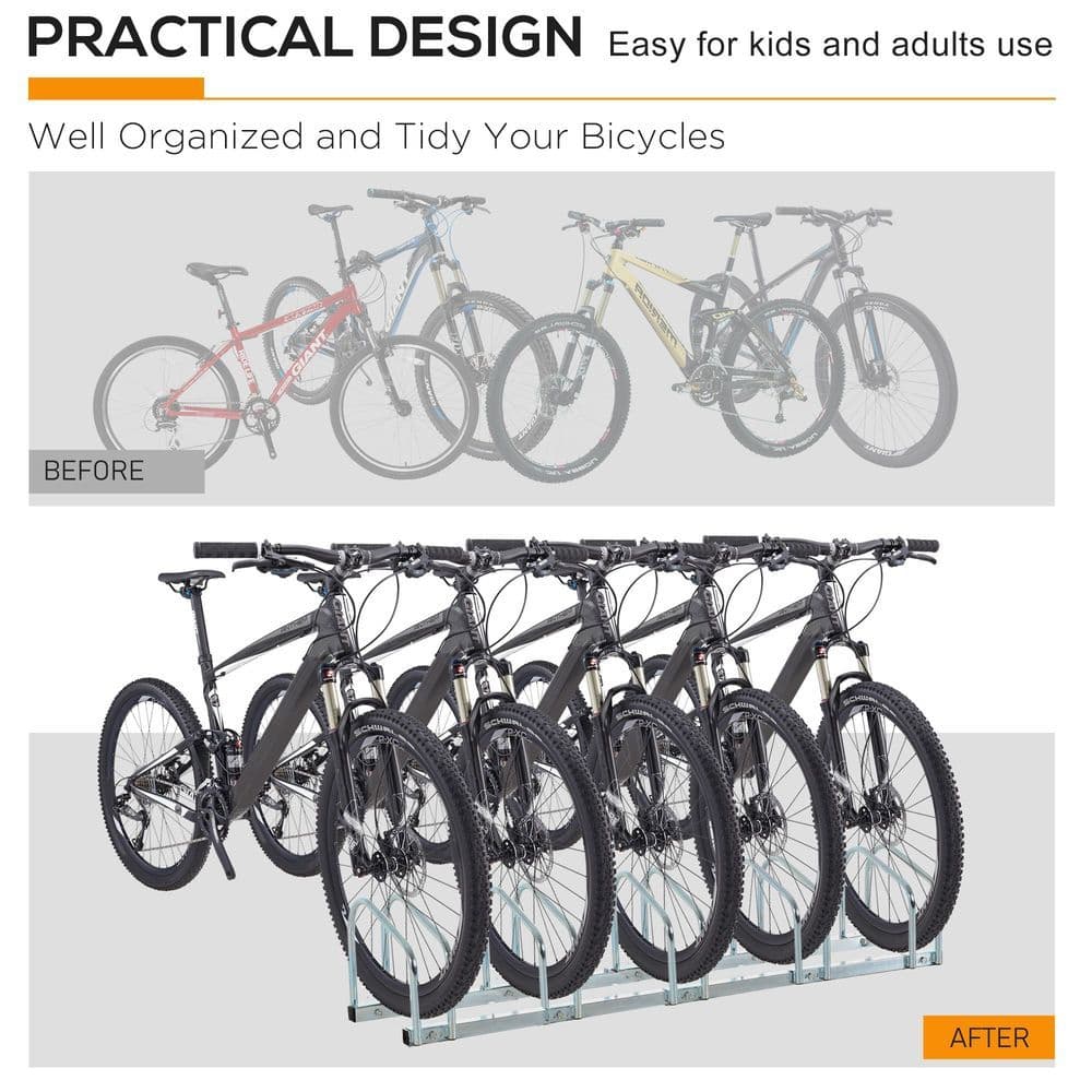 image-5 Bike Parking Rack Locking Storage Stand Holder Floor Wall Mount HOMCOM