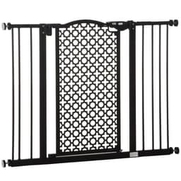 image-74-105 cm Pet Safety Gate Pressure Fit Stair with Double Locking, Black Pawhut