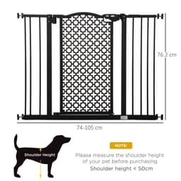 image-74-105 cm Pet Safety Gate Pressure Fit Stair with Double Locking, Black Pawhut