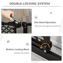 image-74-105 cm Pet Safety Gate Pressure Fit Stair with Double Locking, Black Pawhut