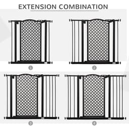 image-74-105 cm Pet Safety Gate Pressure Fit Stair with Double Locking, Black Pawhut