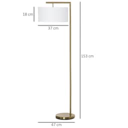 image-Floor Lamp with Linen Lampshade Round Base for Living Room Bedroom HOMCOM