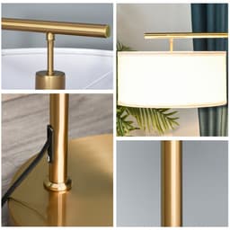 image-Floor Lamp with Linen Lampshade Round Base for Living Room Bedroom HOMCOM