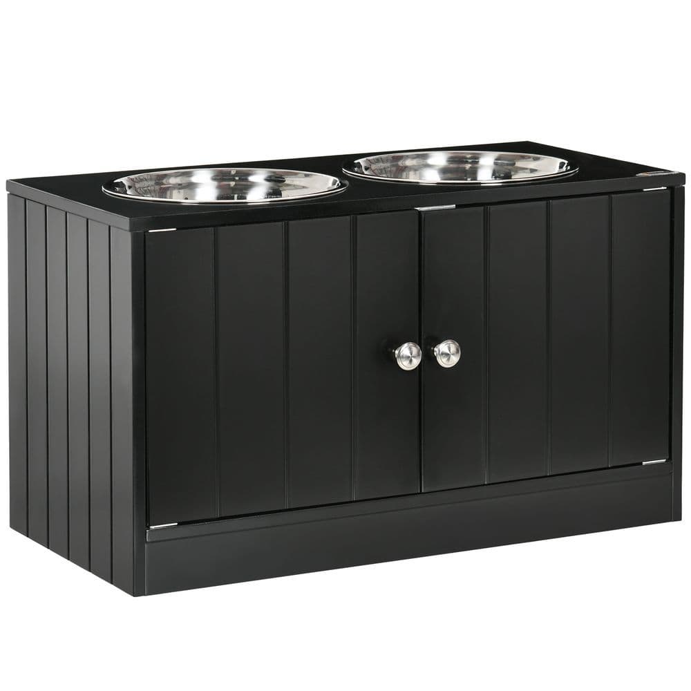 image-Raised Dog Bowls for Large Dogs Feeding Station Stand, Storage - Pawhut