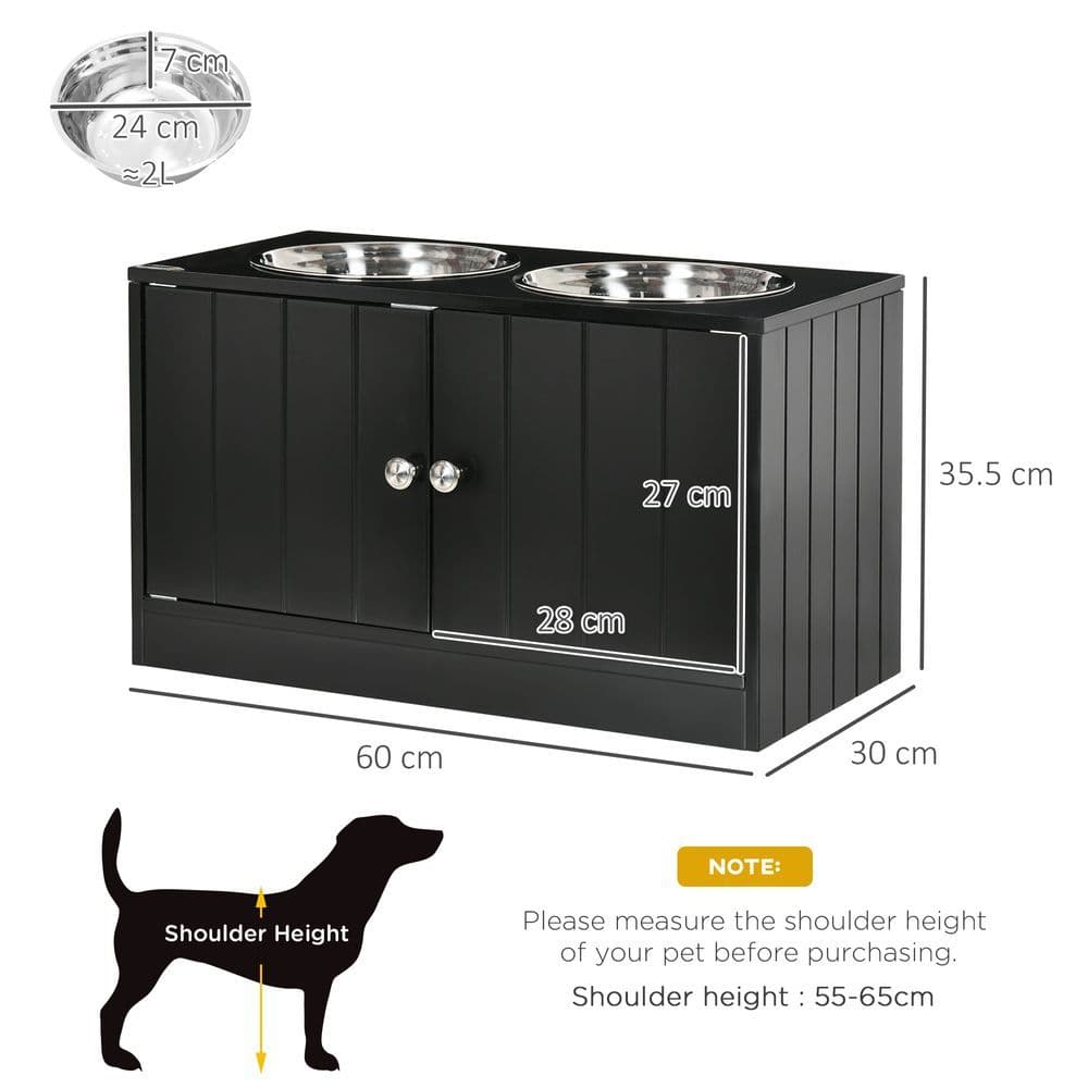 image-Raised Dog Bowls for Large Dogs Feeding Station Stand, Storage - Pawhut