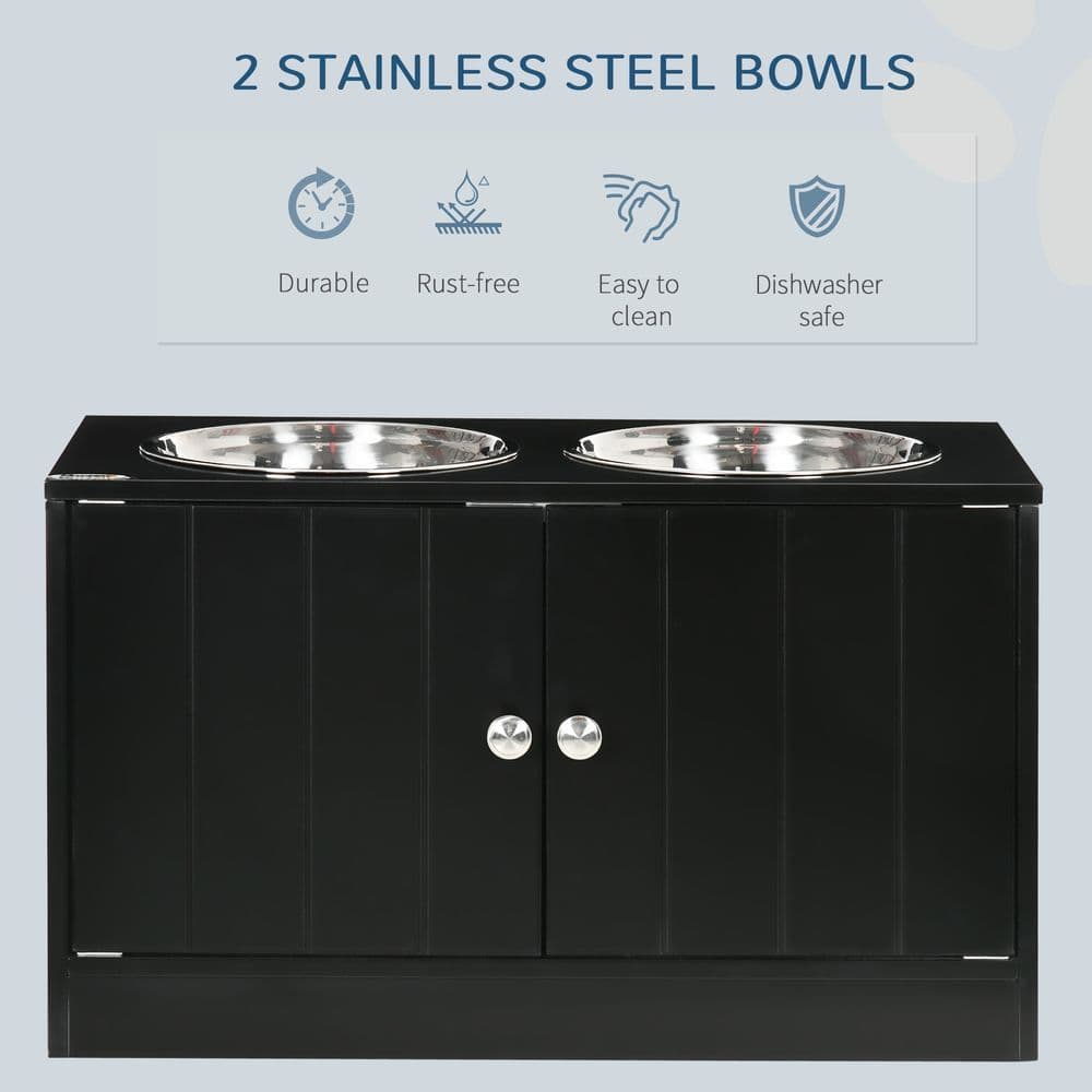 image-Raised Dog Bowls for Large Dogs Feeding Station Stand, Storage - Pawhut