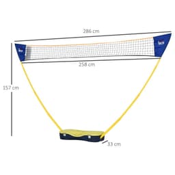 image-Foldable Badminton Net Set w/ 2 Pairs of Rackets 2 Nylon Shuttlecocks HOMCOM
