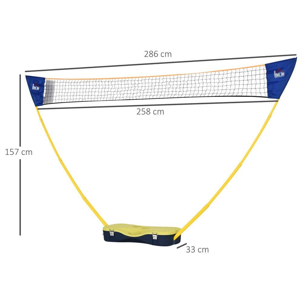 image-Foldable Badminton Net Set w/ 2 Pairs of Rackets 2 Nylon Shuttlecocks HOMCOM