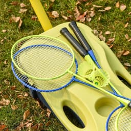 image-Foldable Badminton Net Set w/ 2 Pairs of Rackets 2 Nylon Shuttlecocks HOMCOM