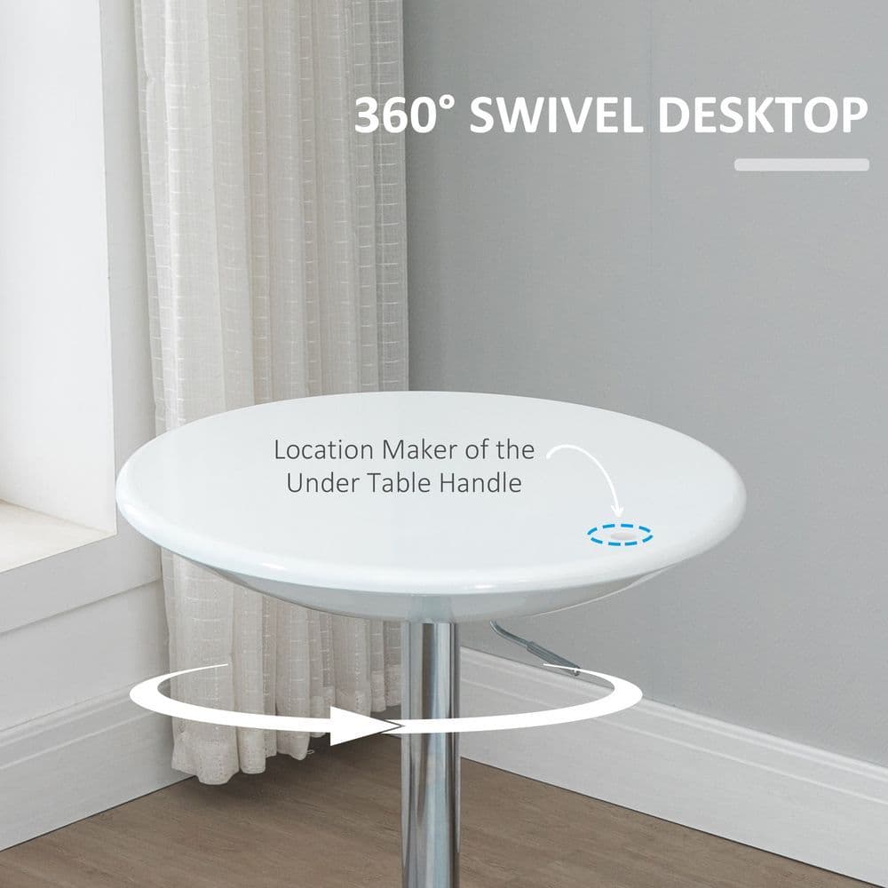 image-Painted Top Bistro Pub Table Adjustable Swivel Counter Home White