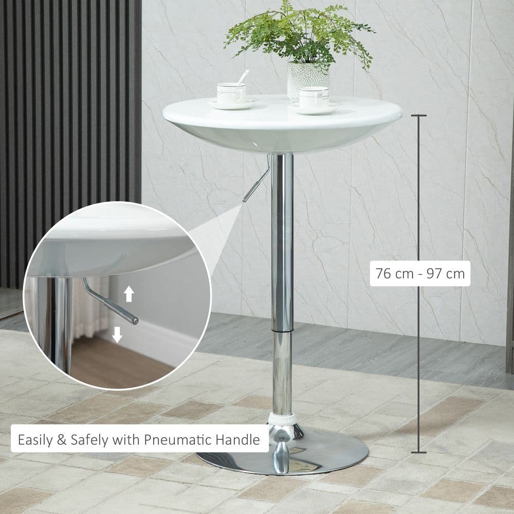 image-Painted Top Bistro Pub Table Adjustable Swivel Counter Home White