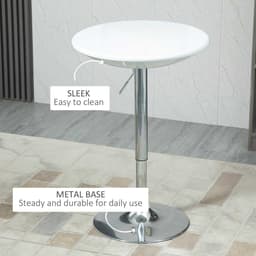 image-Painted Top Bistro Pub Table Adjustable Swivel Counter Home White
