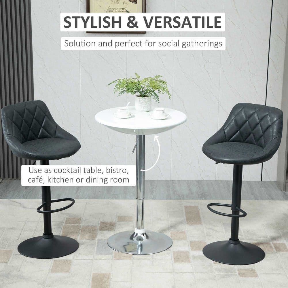 image-Painted Top Bistro Pub Table Adjustable Swivel Counter Home White
