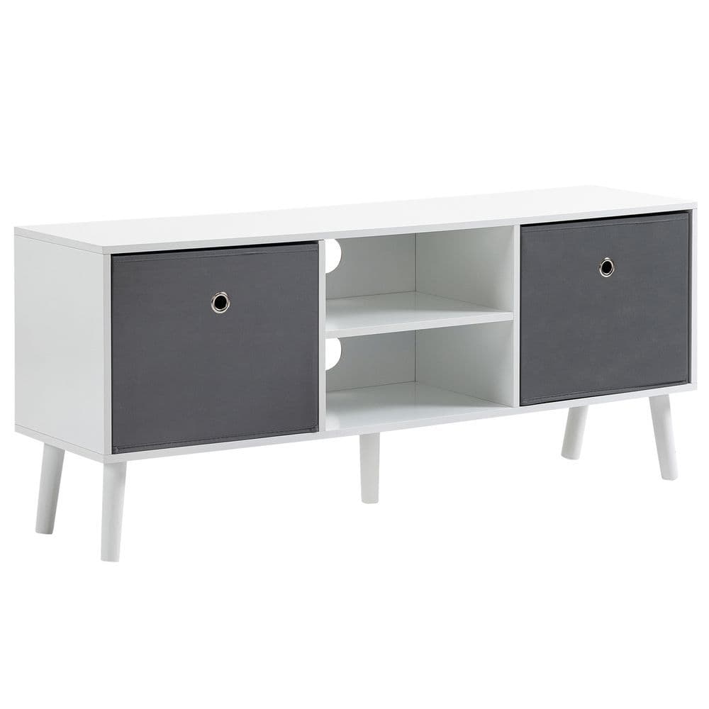 image-HOMCOM Modern TV Cabinet Stand w/ Shelves & Drawers, Living Room Bedroom