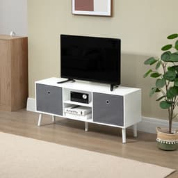 image-HOMCOM Modern TV Cabinet Stand w/ Shelves & Drawers, Living Room Bedroom