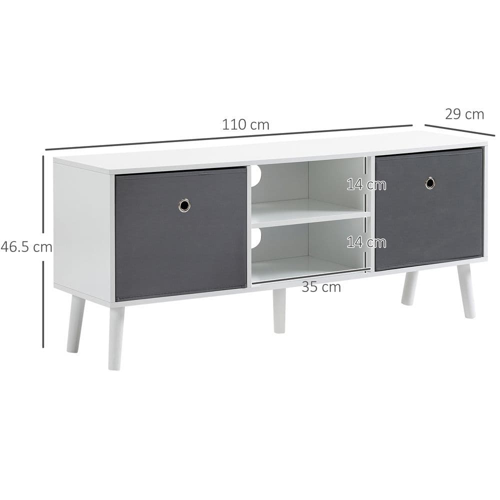 image-HOMCOM Modern TV Cabinet Stand w/ Shelves & Drawers, Living Room Bedroom