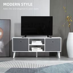 image-HOMCOM Modern TV Cabinet Stand w/ Shelves & Drawers, Living Room Bedroom