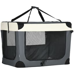 image-91cm Foldable Pet Carrier w/ Cushion, for Large Dogs and Cats - Grey Pawhut