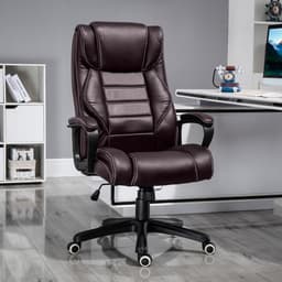 image-High Back 6 Points Vibration Massage Executive Office Chair, Brown Vinsetto