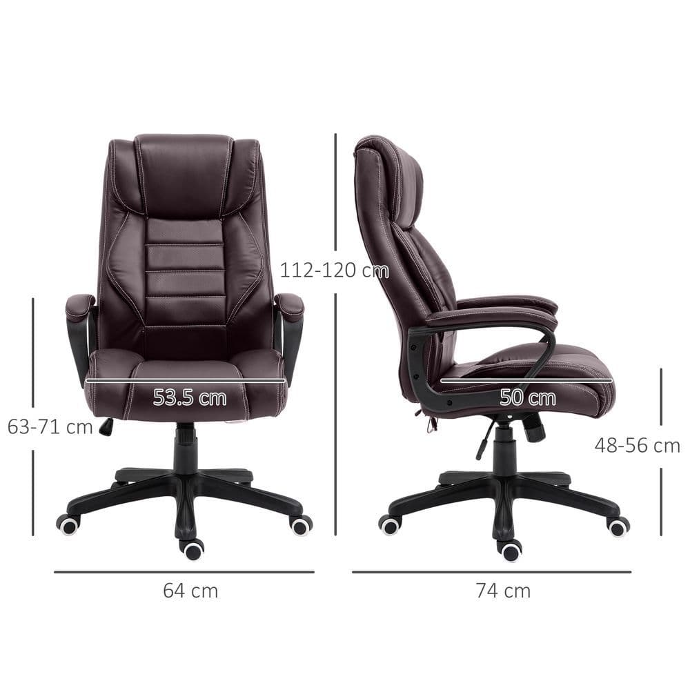 image-High Back 6 Points Vibration Massage Executive Office Chair, Brown Vinsetto