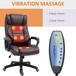 image-High Back 6 Points Vibration Massage Executive Office Chair, Brown Vinsetto