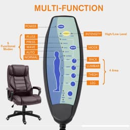 image-High Back 6 Points Vibration Massage Executive Office Chair, Brown Vinsetto