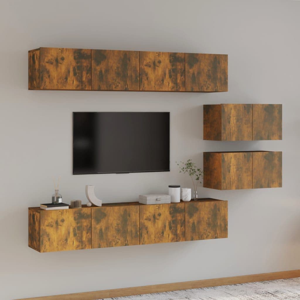 image-4 Piece TV Cabinet Set White Engineered Wood