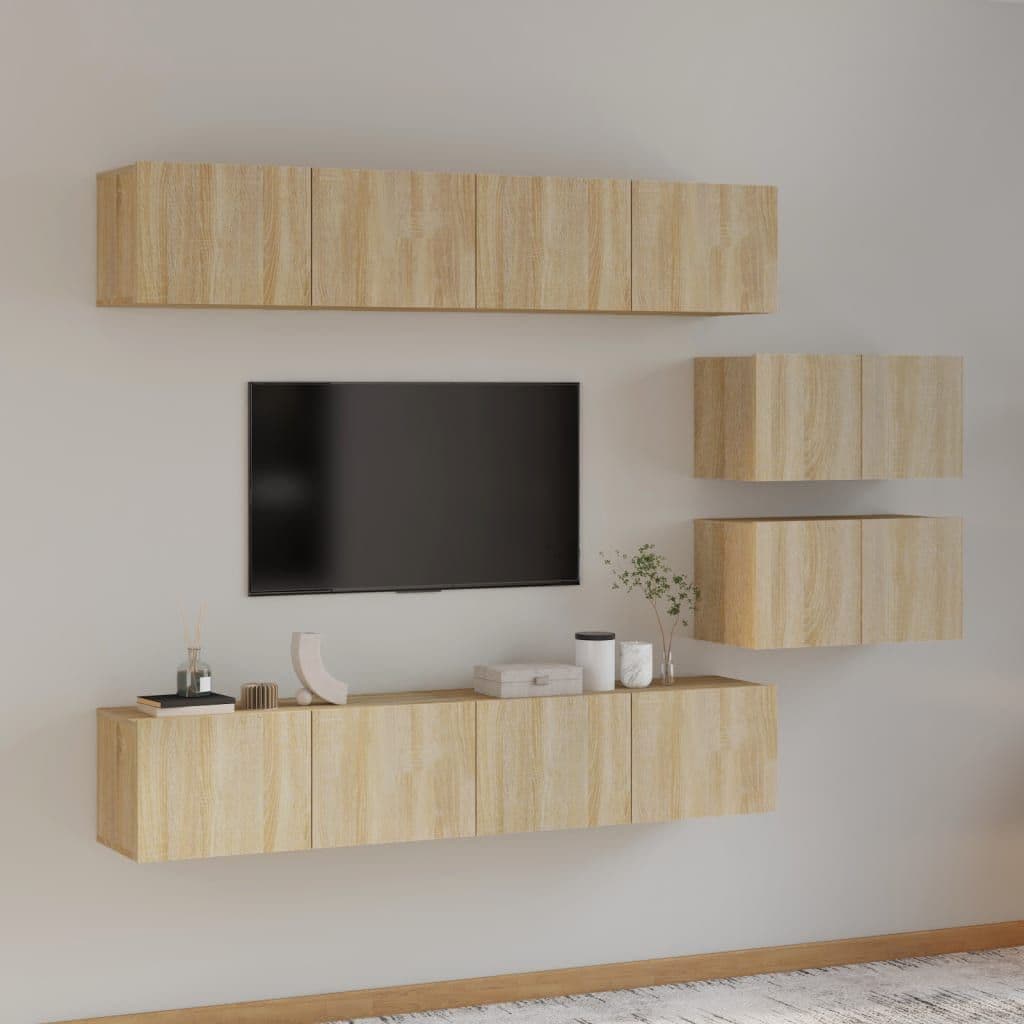 image-4 Piece TV Cabinet Set White Engineered Wood