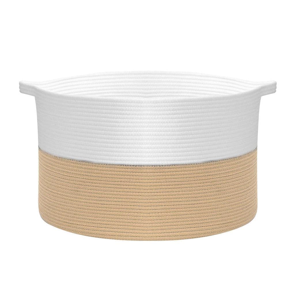 image-Laundry Basket Natural Cotton Hand-Woven Rope Hamper Minimalist Storage