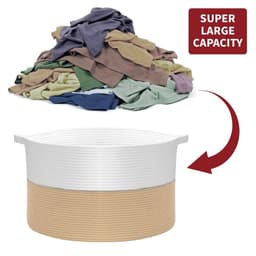 image-Laundry Basket Natural Cotton Hand-Woven Rope Hamper Minimalist Storage