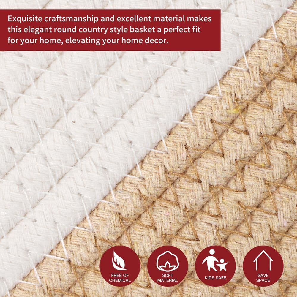 image-Laundry Basket Natural Cotton Hand-Woven Rope Hamper Minimalist Storage