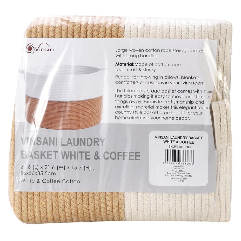image-Laundry Basket Natural Cotton Hand-Woven Rope Hamper Minimalist Storage