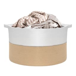 image-Laundry Basket Natural Cotton Hand-Woven Rope Hamper Minimalist Storage