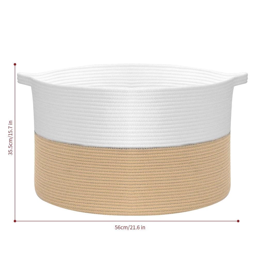 image-Laundry Basket Natural Cotton Hand-Woven Rope Hamper Minimalist Storage