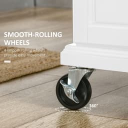 image-Rolling Kitchen Cart Storage Trolley with Drawer Towel Rail Steel White