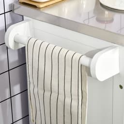 image-Rolling Kitchen Cart Storage Trolley with Drawer Towel Rail Steel White