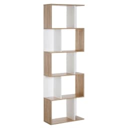 image-5-tier Display Shelving Storage Bookcase S Shape design Unit Natural