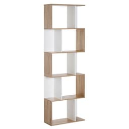 image-5-tier Display Shelving Storage Bookcase S Shape design Unit Natural