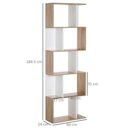 image-5-tier Display Shelving Storage Bookcase S Shape design Unit Natural