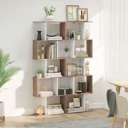 image-5-tier Display Shelving Storage Bookcase S Shape design Unit Natural