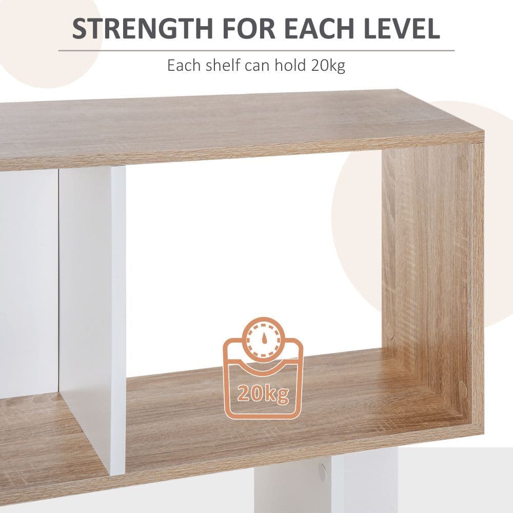 image-5-tier Display Shelving Storage Bookcase S Shape design Unit Natural
