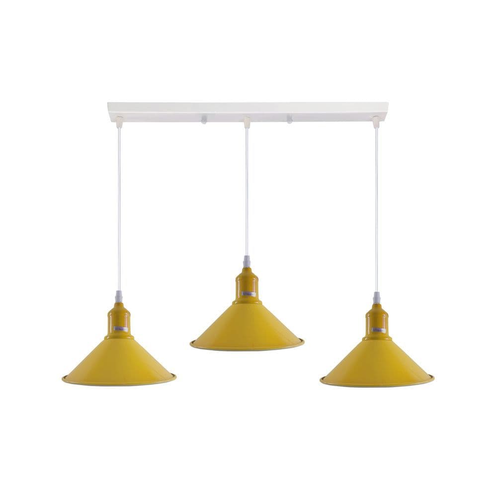 image-Industrial Vintage Loft Kitchen Bar 3 Lights Fittings Ceiling Cone Metal E27
