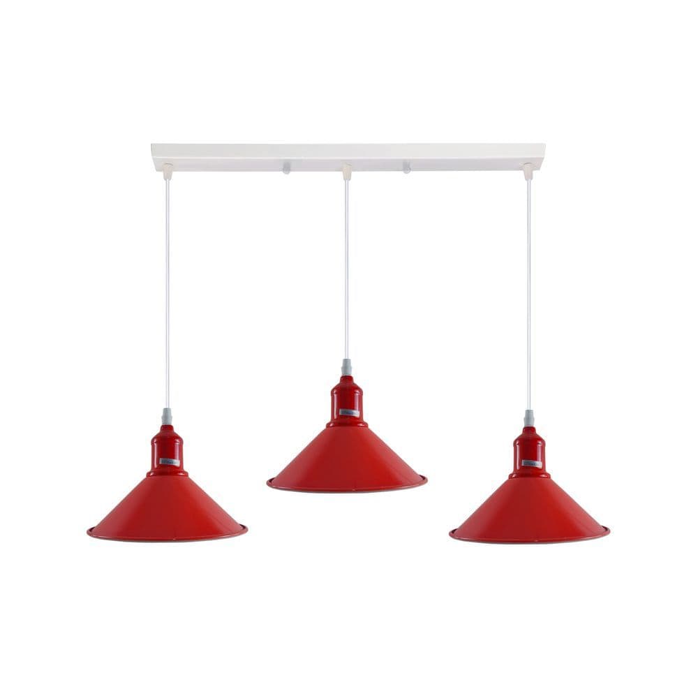 image-Industrial Vintage Loft Kitchen Bar 3 Lights Fittings Ceiling Cone Metal E27